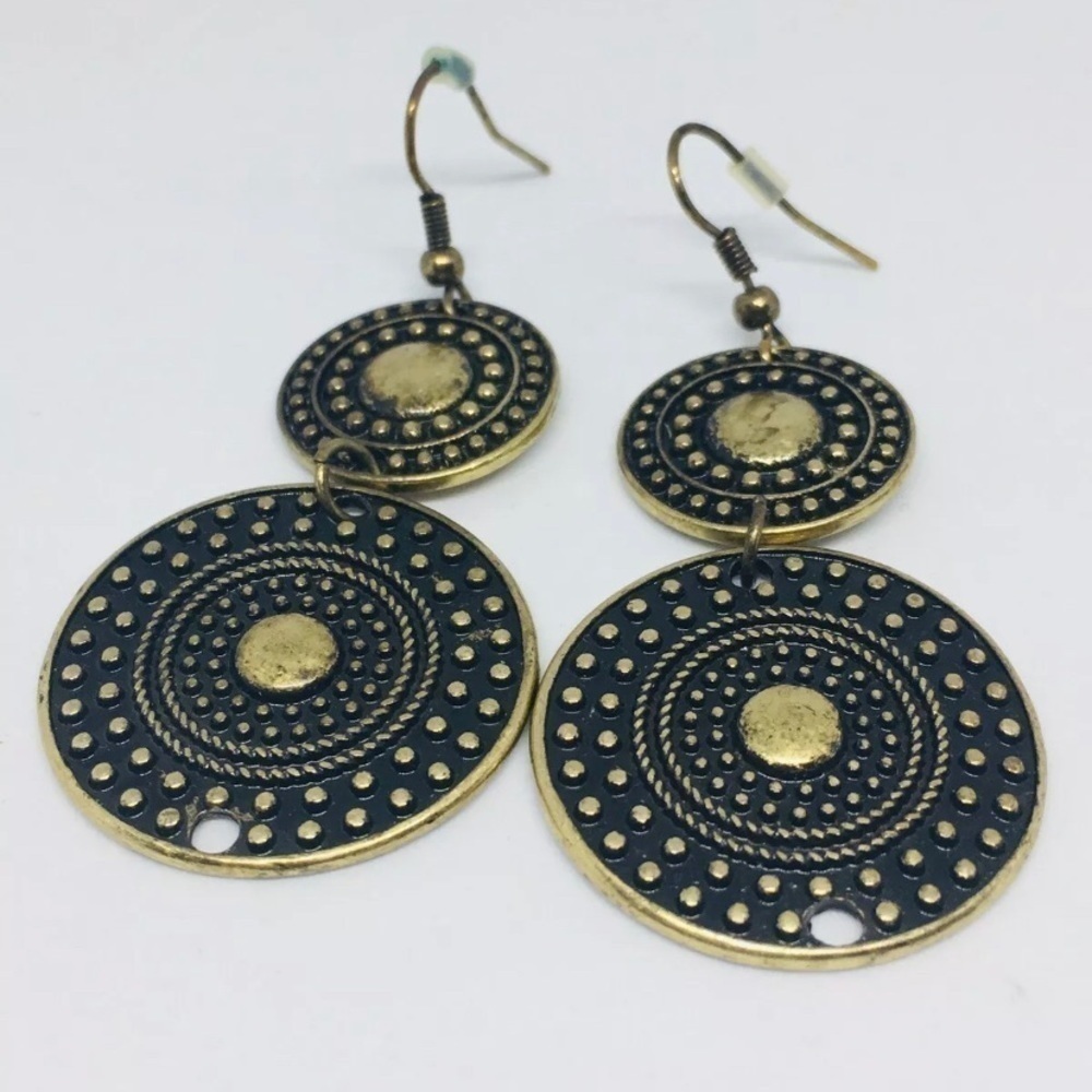 Earrings Medallion bronze earrings cosplay dangle drop